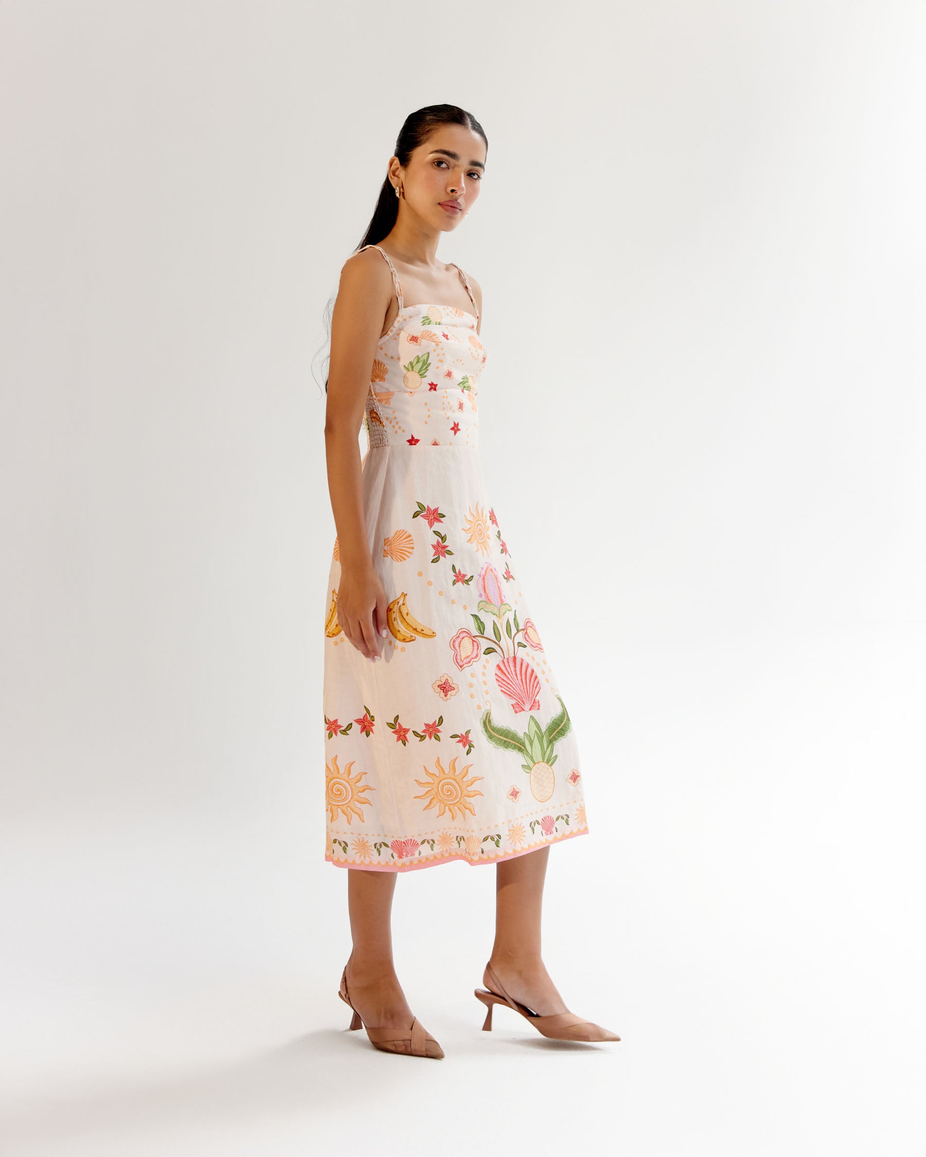 Seashell Print Valentina Strapped Mini Dress - NOIB