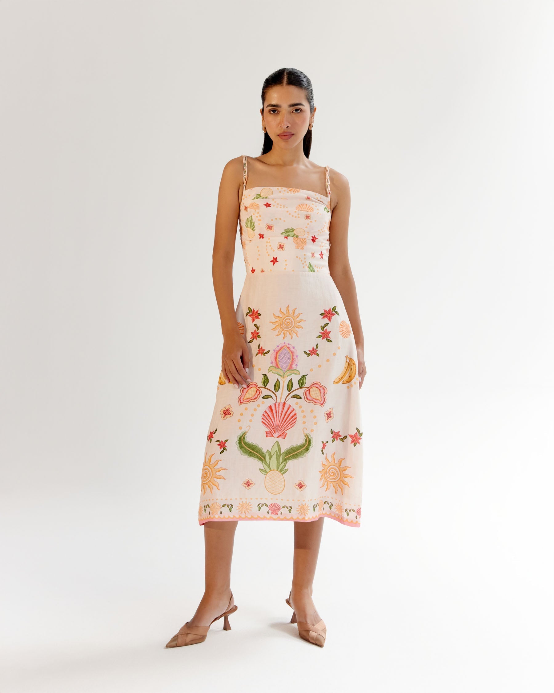 Seashell Print Valentina Strapped Mini Dress - NOIB