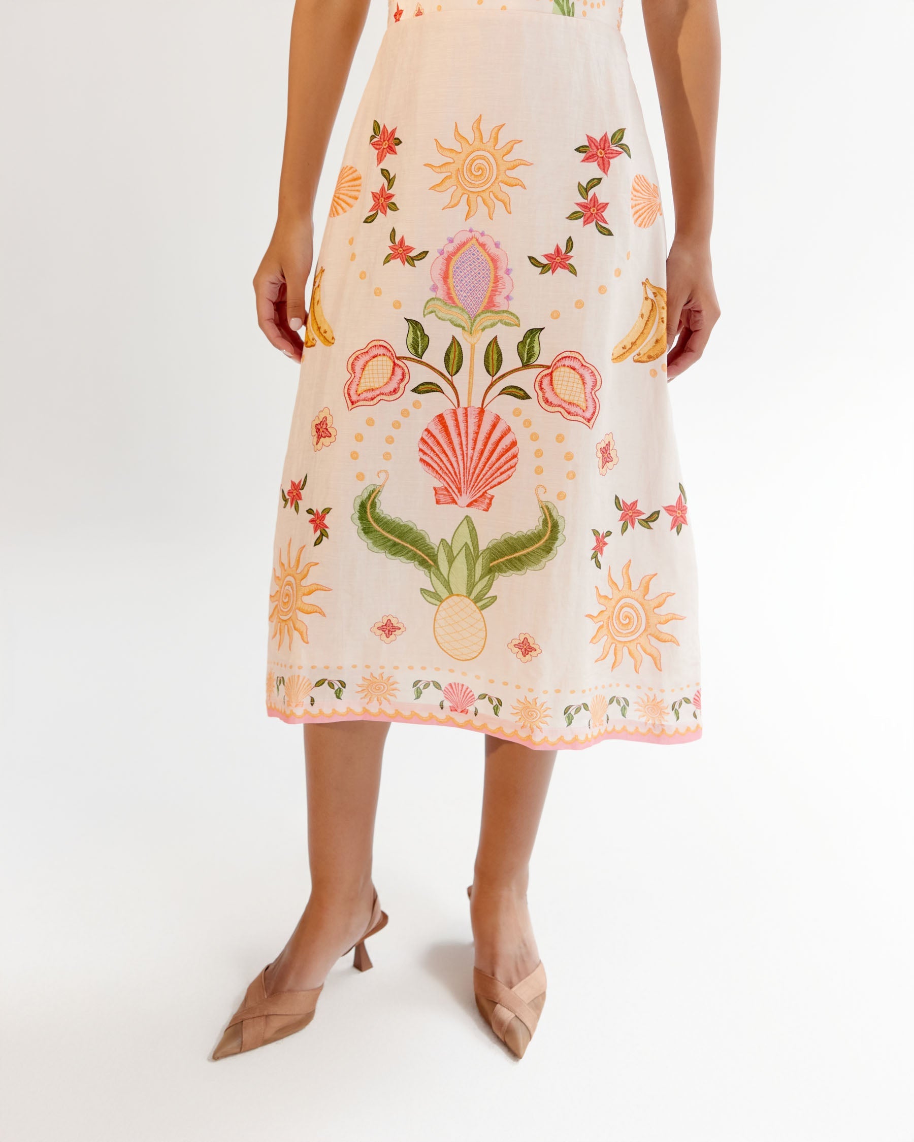Seashell Print Valentina Strapped Mini Dress - NOIB