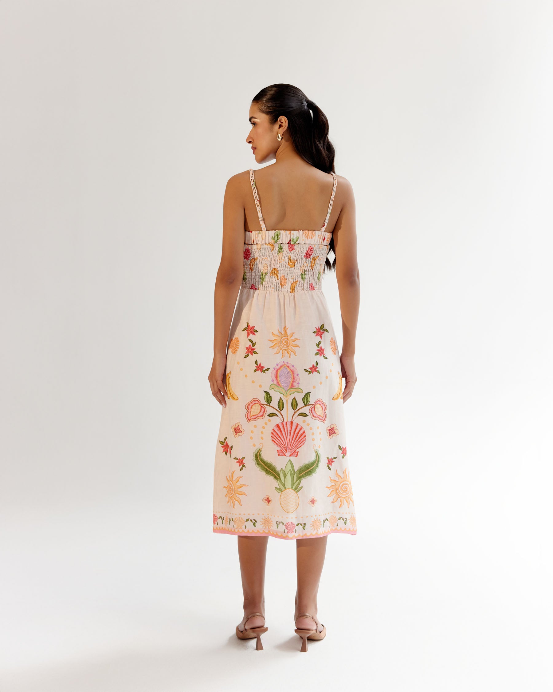 Seashell Print Valentina Strapped Mini Dress - NOIB