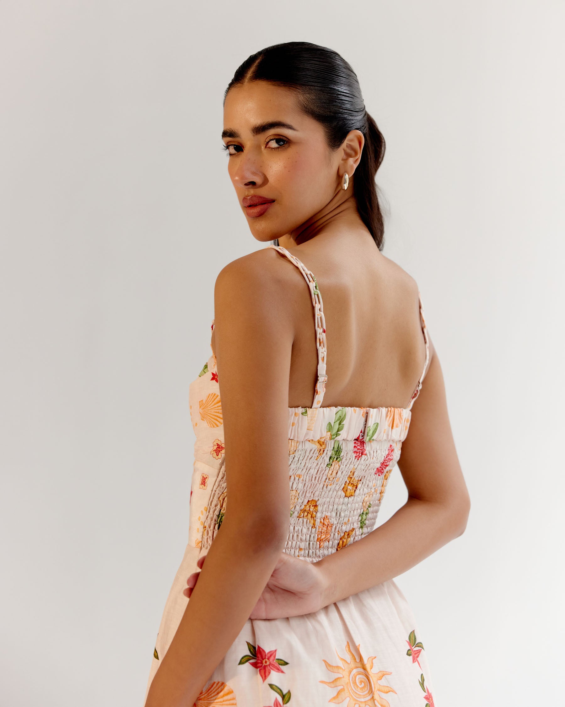 Seashell Print Valentina Strapped Mini Dress - NOIB