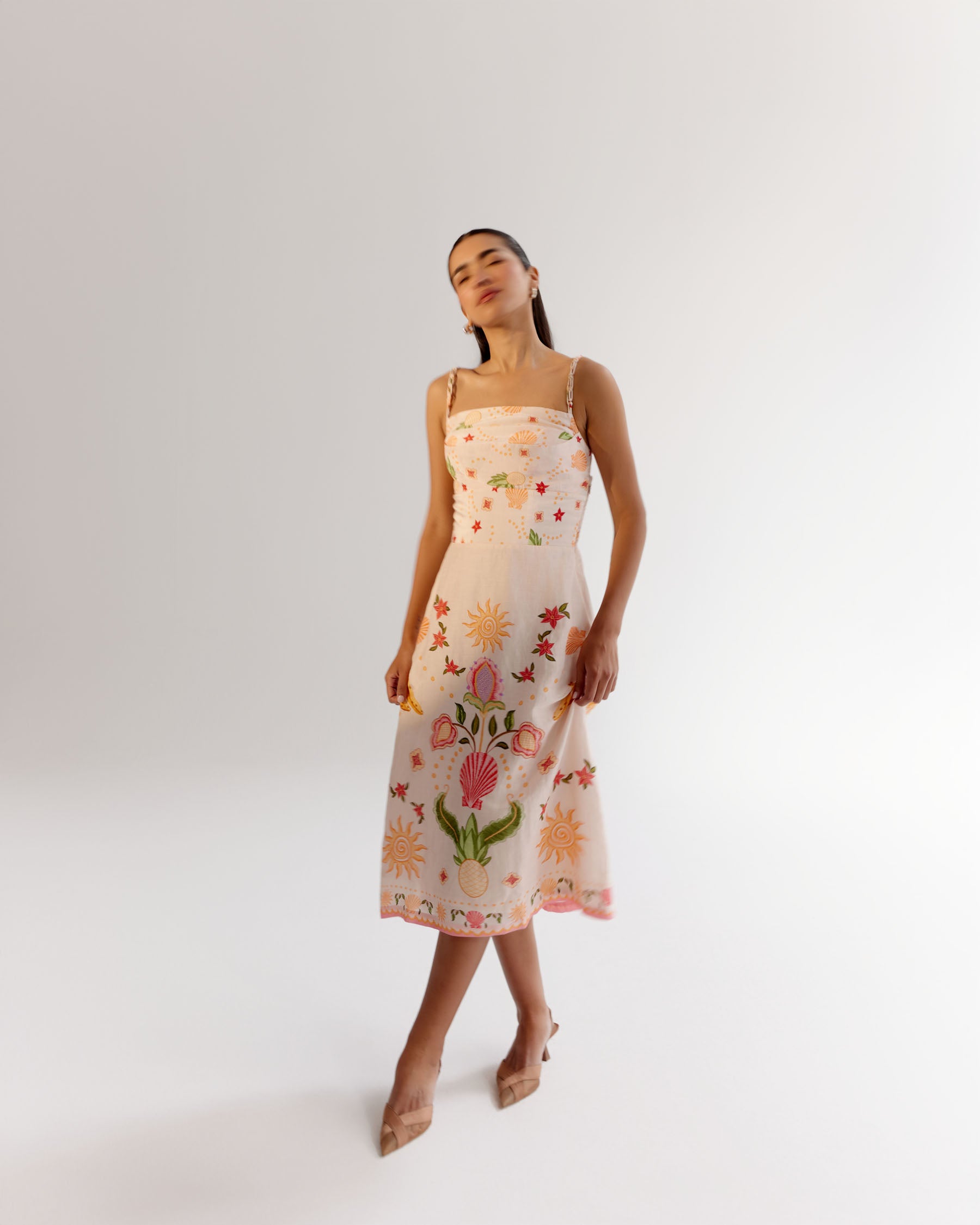 Seashell Print Valentina Strapped Mini Dress - NOIB