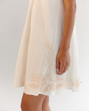 White Aida Halter Neck Linen Mini Dress - NOIB