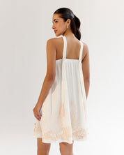 White Aida Halter Neck Linen Mini Dress - NOIB