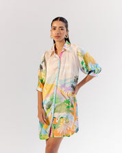 Placement Print Rosa Mini Shirt Dress - NOIB