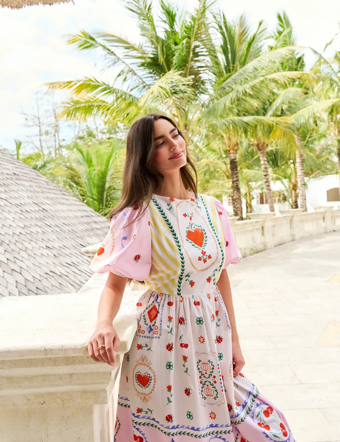 Tarot Print Lyla Cotton Midi Dress - NOIB