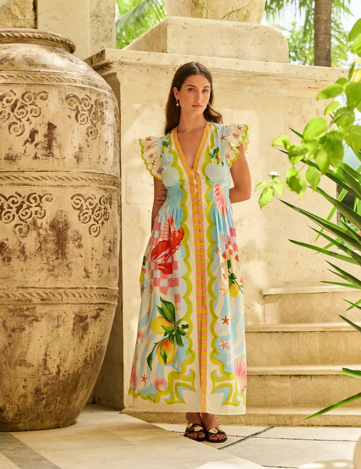 Summer Zest Print Resort Maxi Dress - NOIB