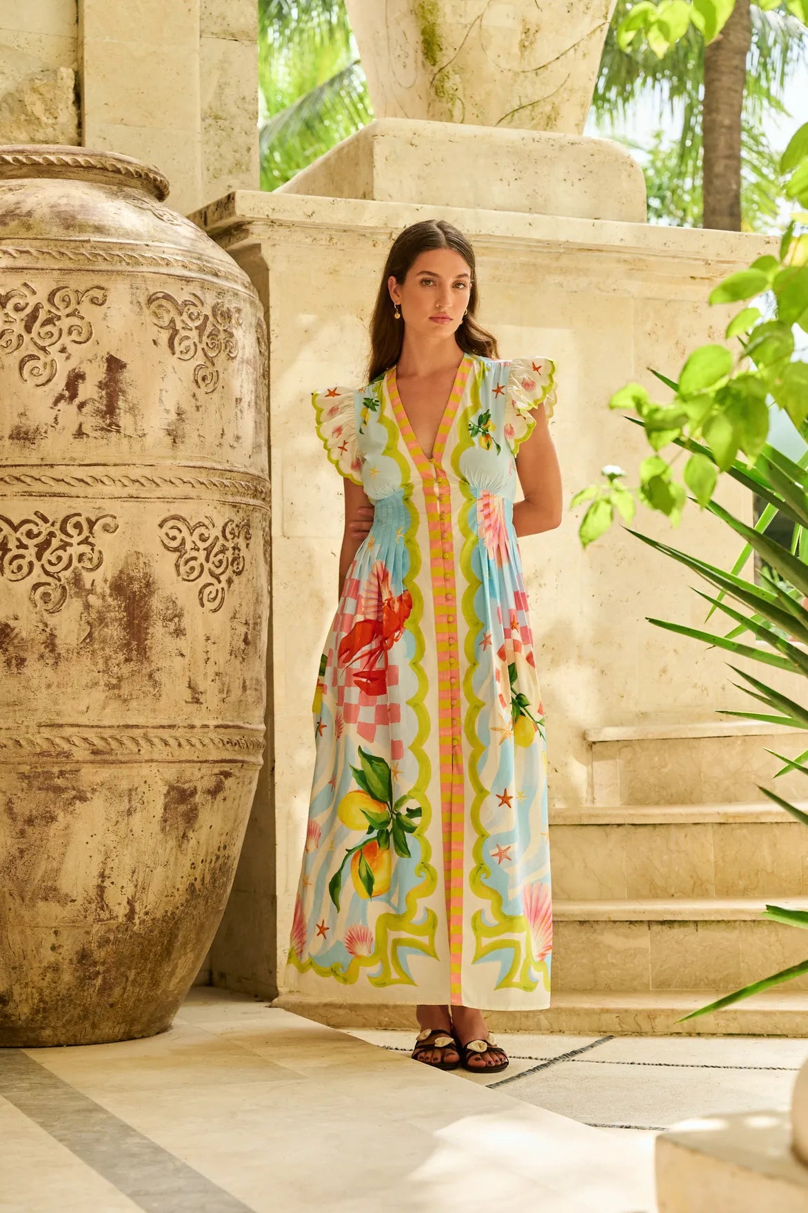 Summer Zest Print Resort Maxi Dress - NOIB