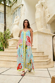 Summer Zest Print Riva Coverup - Halter Maxi Dress | NOIB