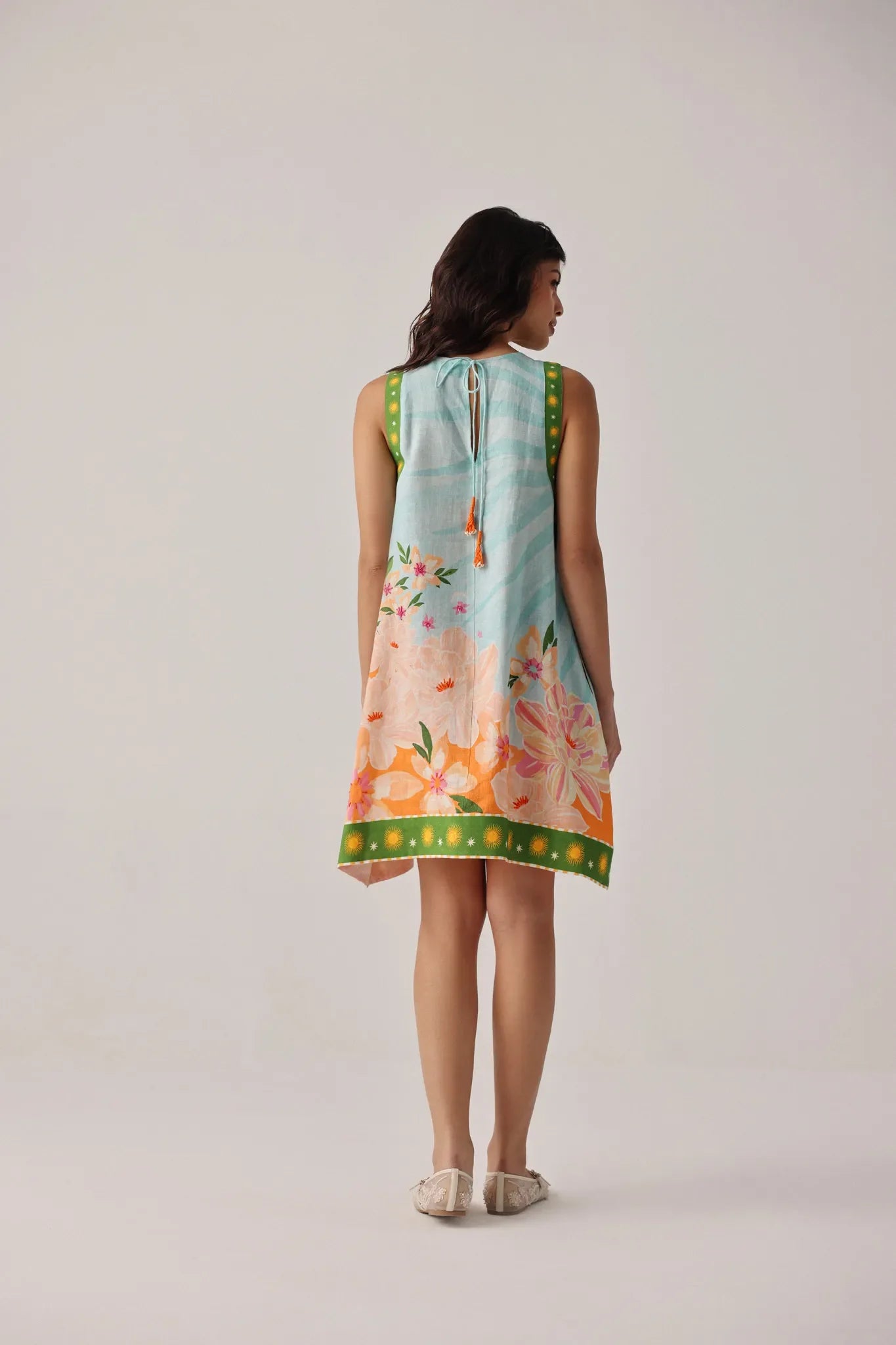 Azure Harper A-line Mini Dress | Sleeveless Linen Dress by NOIB