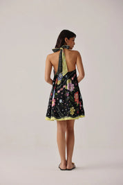 Bloom Print Halter-Neck Mini Dress - NOIB