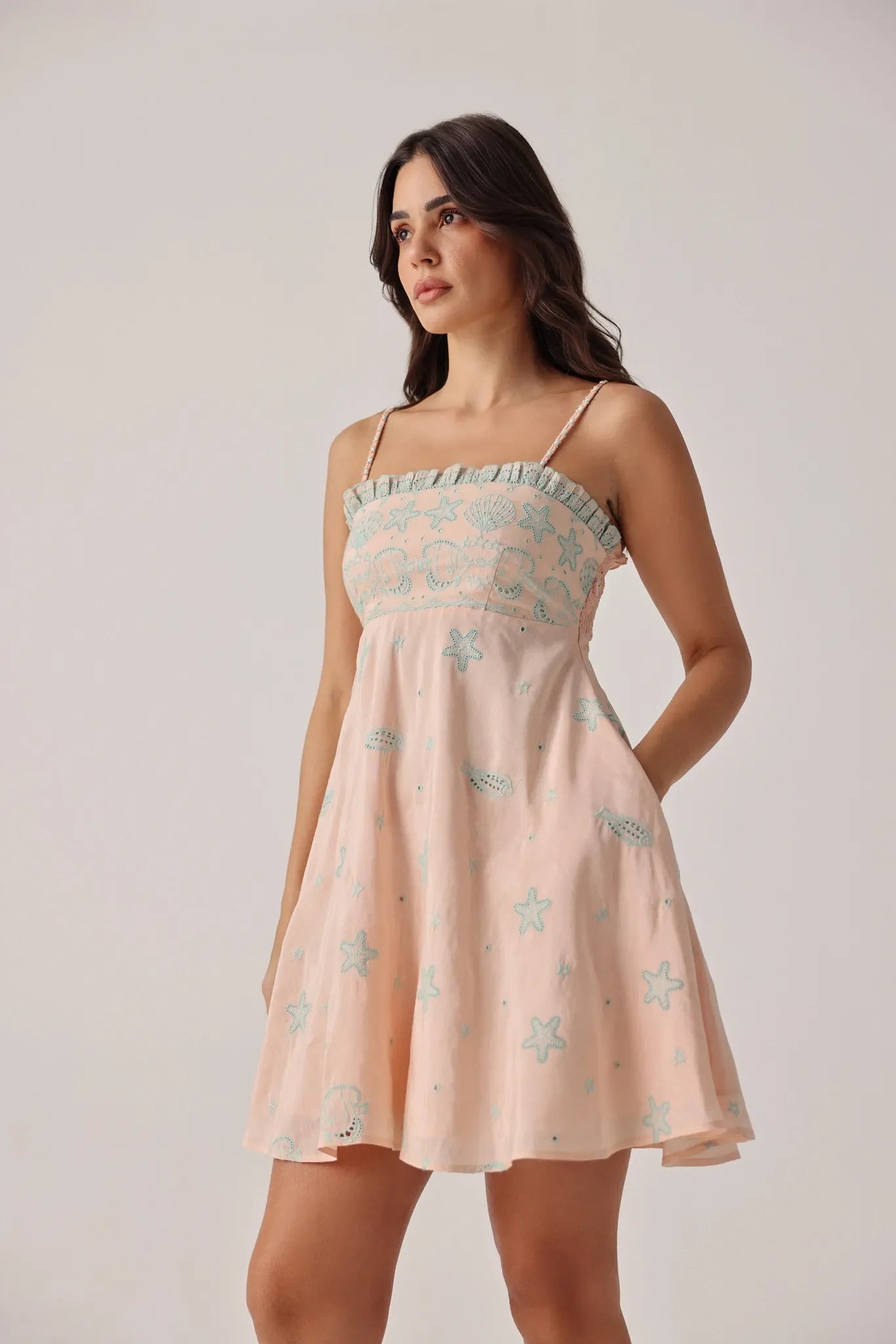 Nora Peach Strap Mini Dress - NOIB