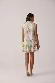 Bloom Print Vega Sleeveless Mini Shirtdress - NOIB