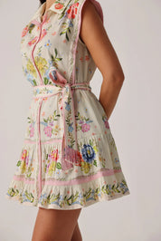 Bloom Print Vega Sleeveless Mini Shirtdress - NOIB
