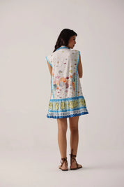 Seaborn Print Vega Sleeveless Mini Shirt Dress - NOIB