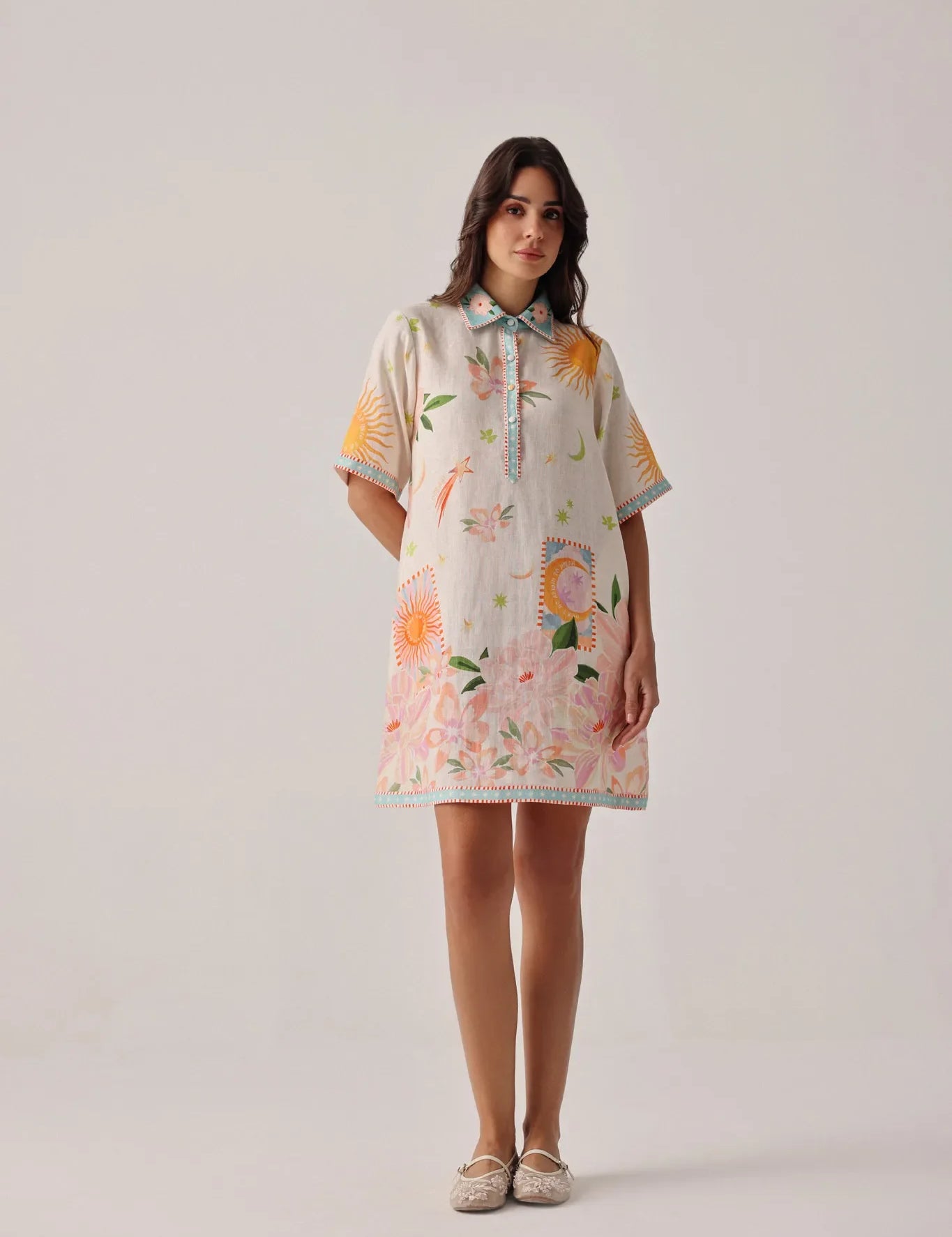 Amara Azure Print Mini Dress - NOIB