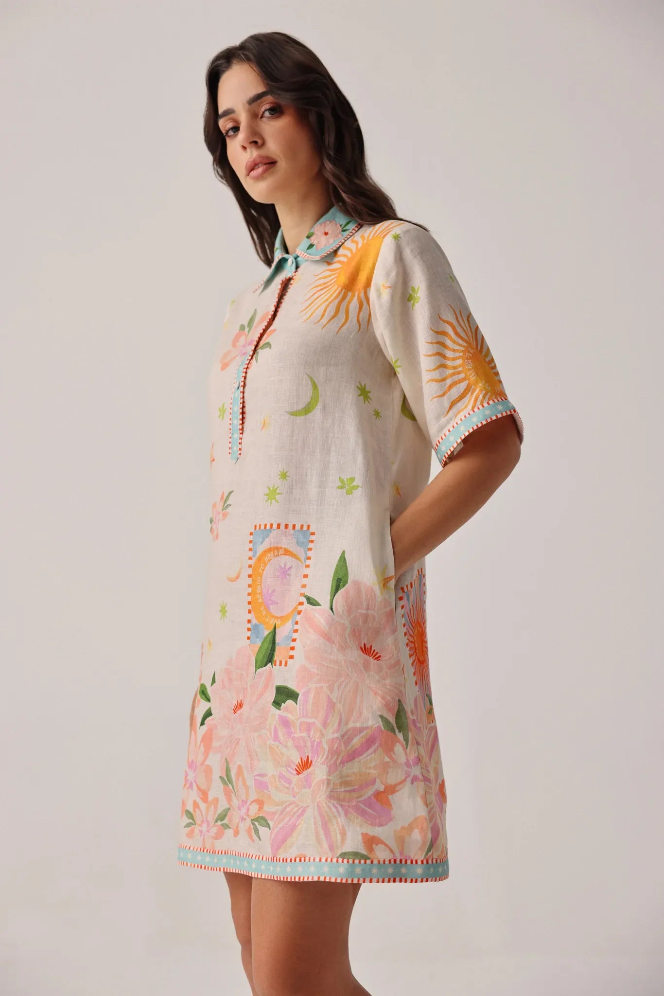 Amara Azure Print Mini Dress - NOIB