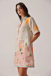 Amara Azure Print Mini Dress - NOIB