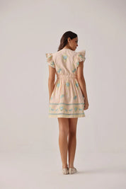 Peach Print Estella Cotton Mini Dress - NOIB