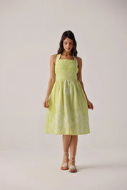 Lime Hazel Halter-Neck Midi Dress - NOIB