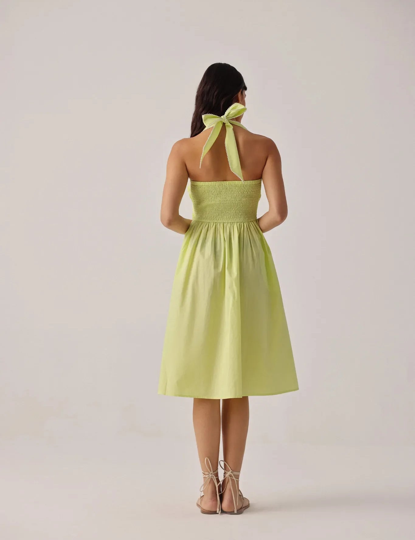 Lime Hazel Halter-Neck Midi Dress - NOIB