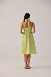 Lime Hazel Halter-Neck Midi Dress - NOIB