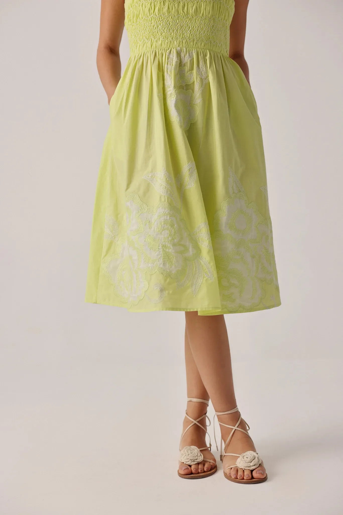 Lime Hazel Halter-Neck Midi Dress - NOIB