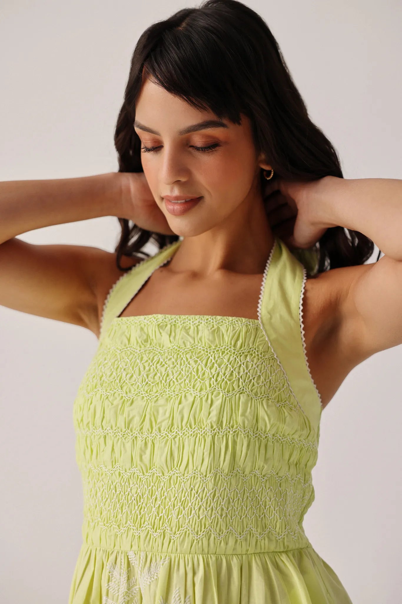 Lime Hazel Halter-Neck Midi Dress - NOIB