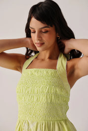 Lime Hazel Halter-Neck Midi Dress - NOIB