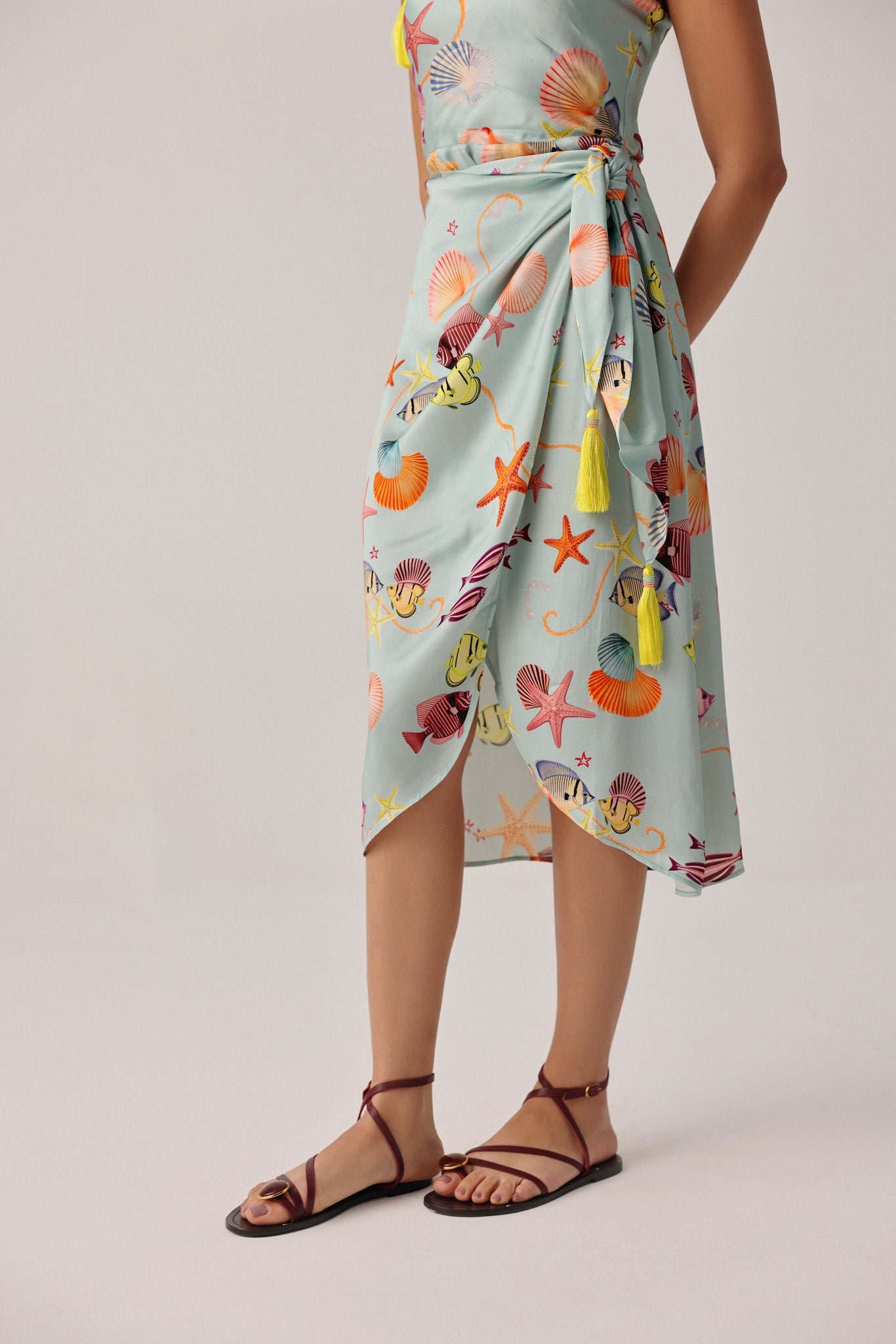 Seaborn Print Isla One-shoulder Midi Dress - NOIB