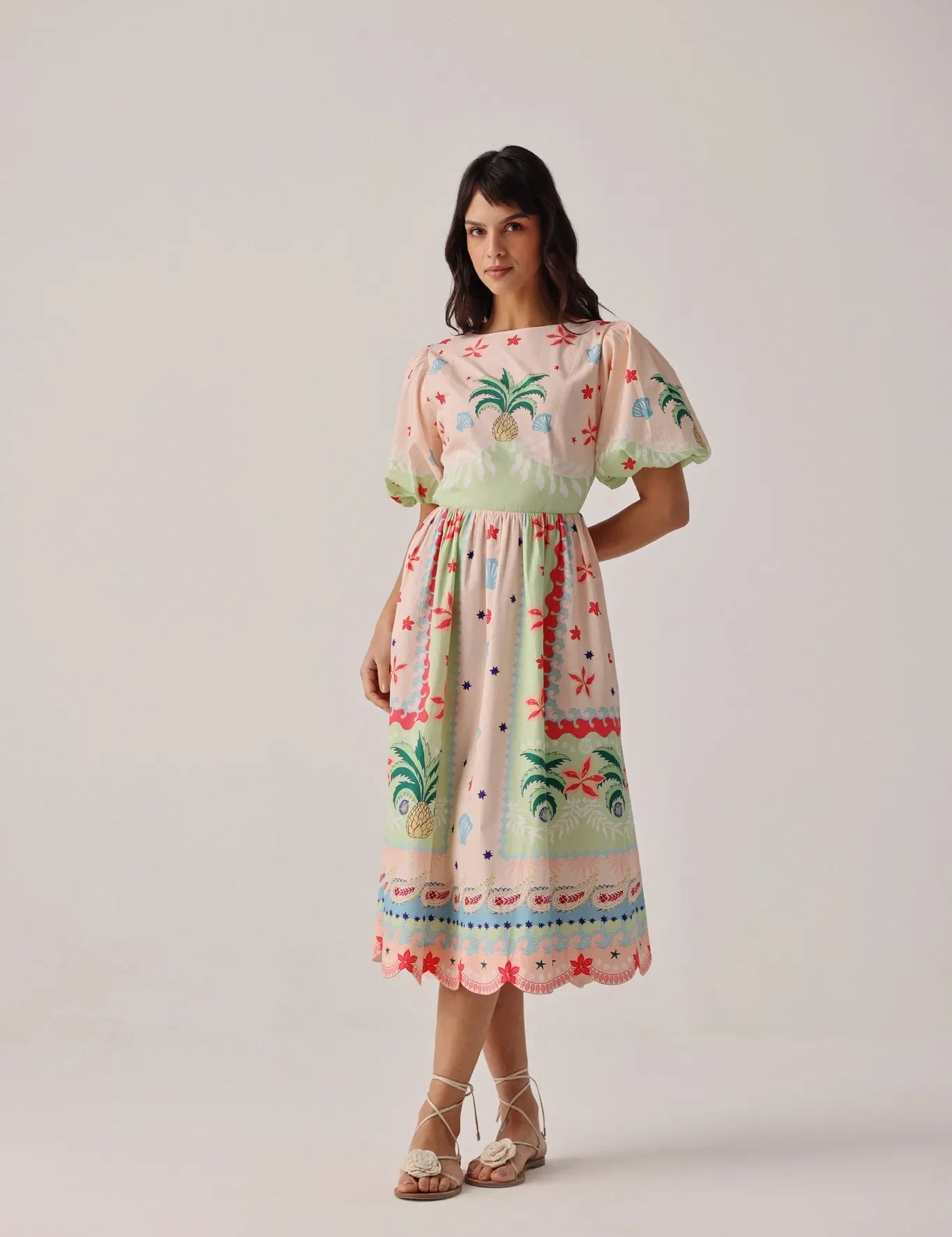 Ananas Print Lyla Midi Dress - NOIB