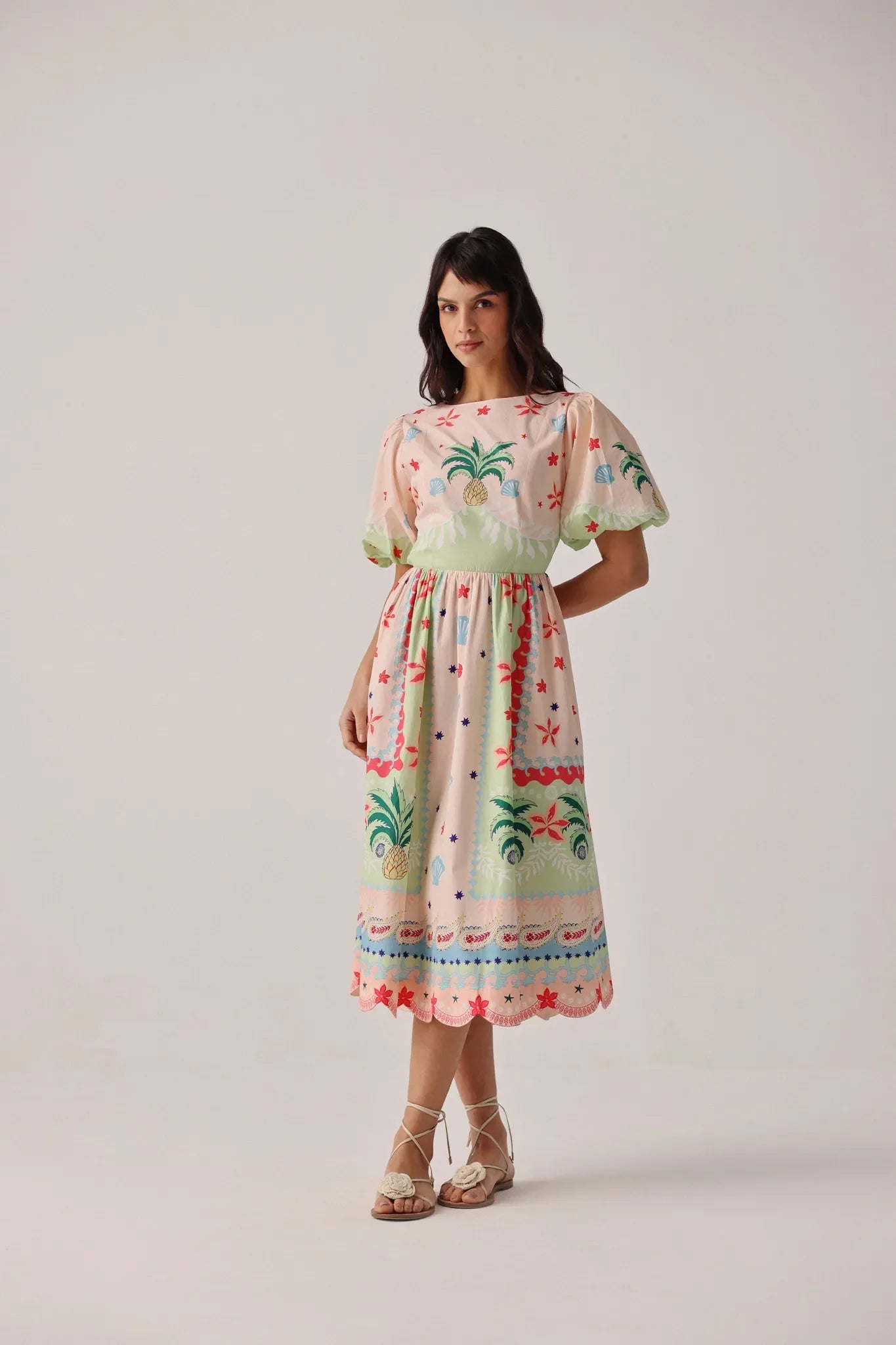 Ananas Print Lyla Midi Dress - NOIB
