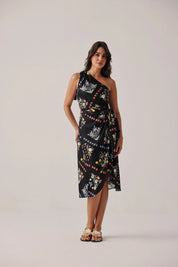 Prairee Print Isla One-shoulder Midi Dress - NOIB