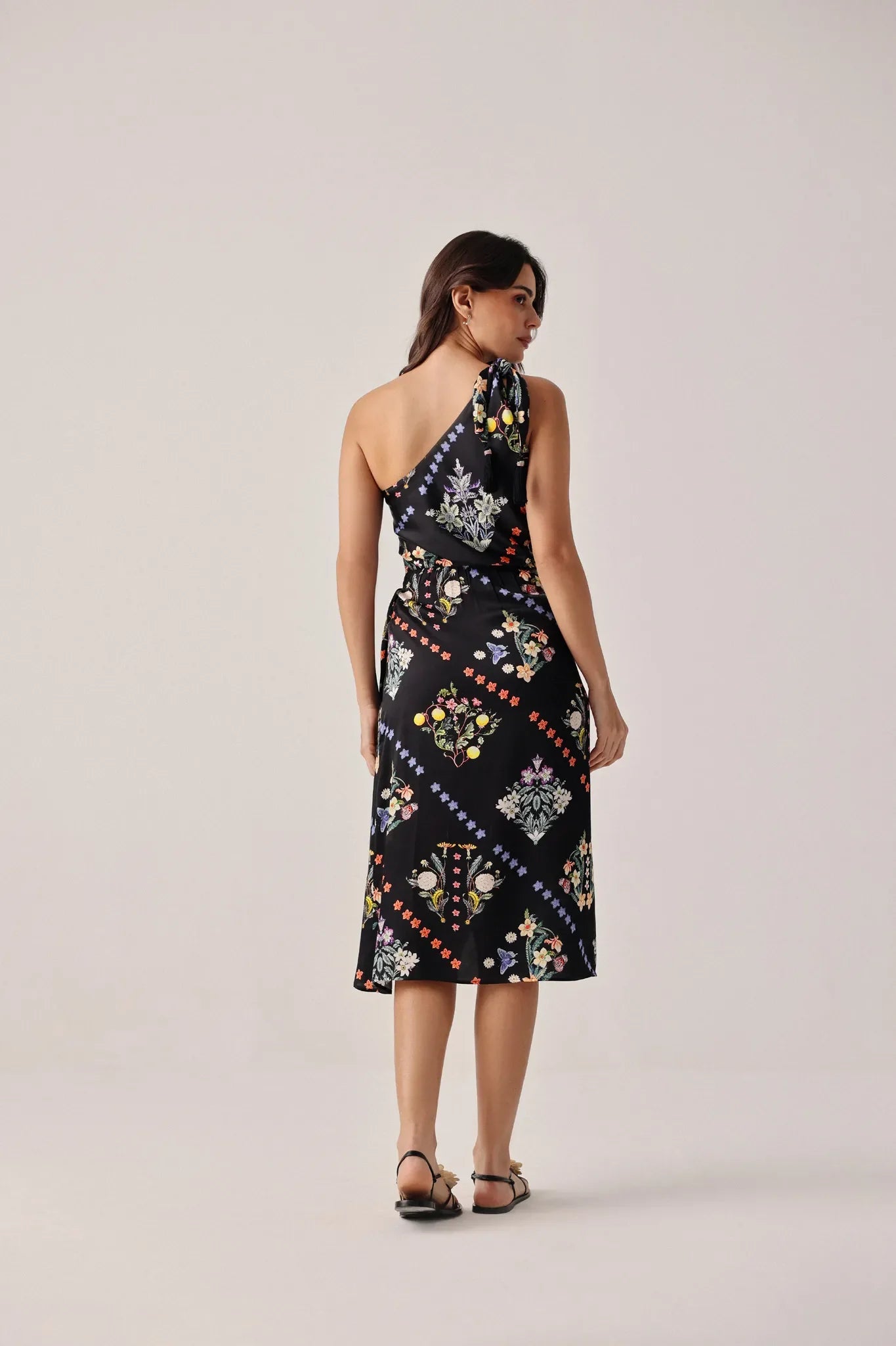 Prairee Print Isla One-shoulder Midi Dress - NOIB