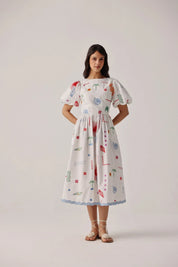 Ecru Print Lyla Midi Dresses - NOIB