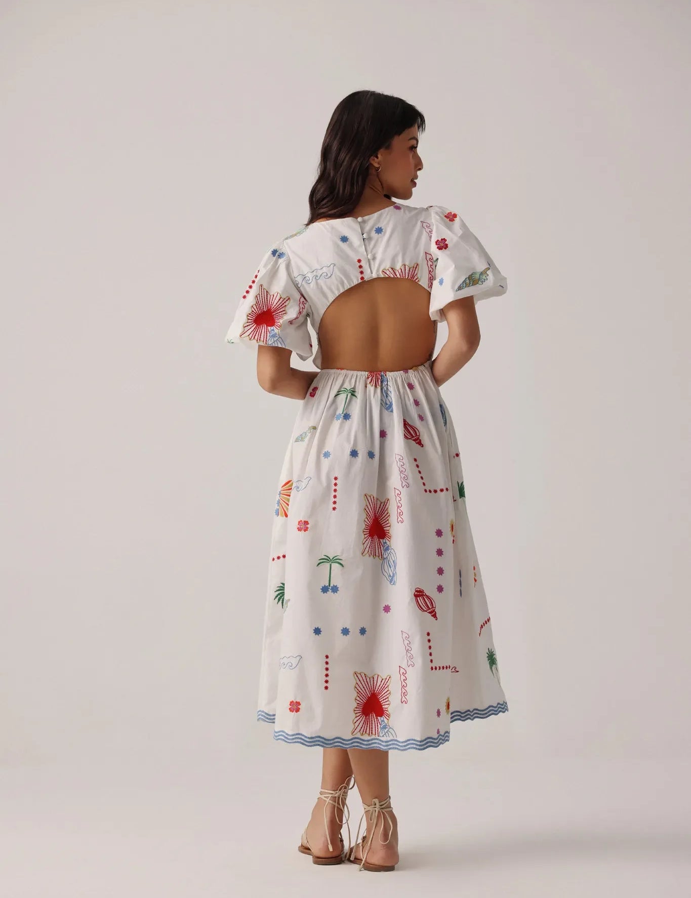 Ecru Print Lyla Midi Dresses - NOIB