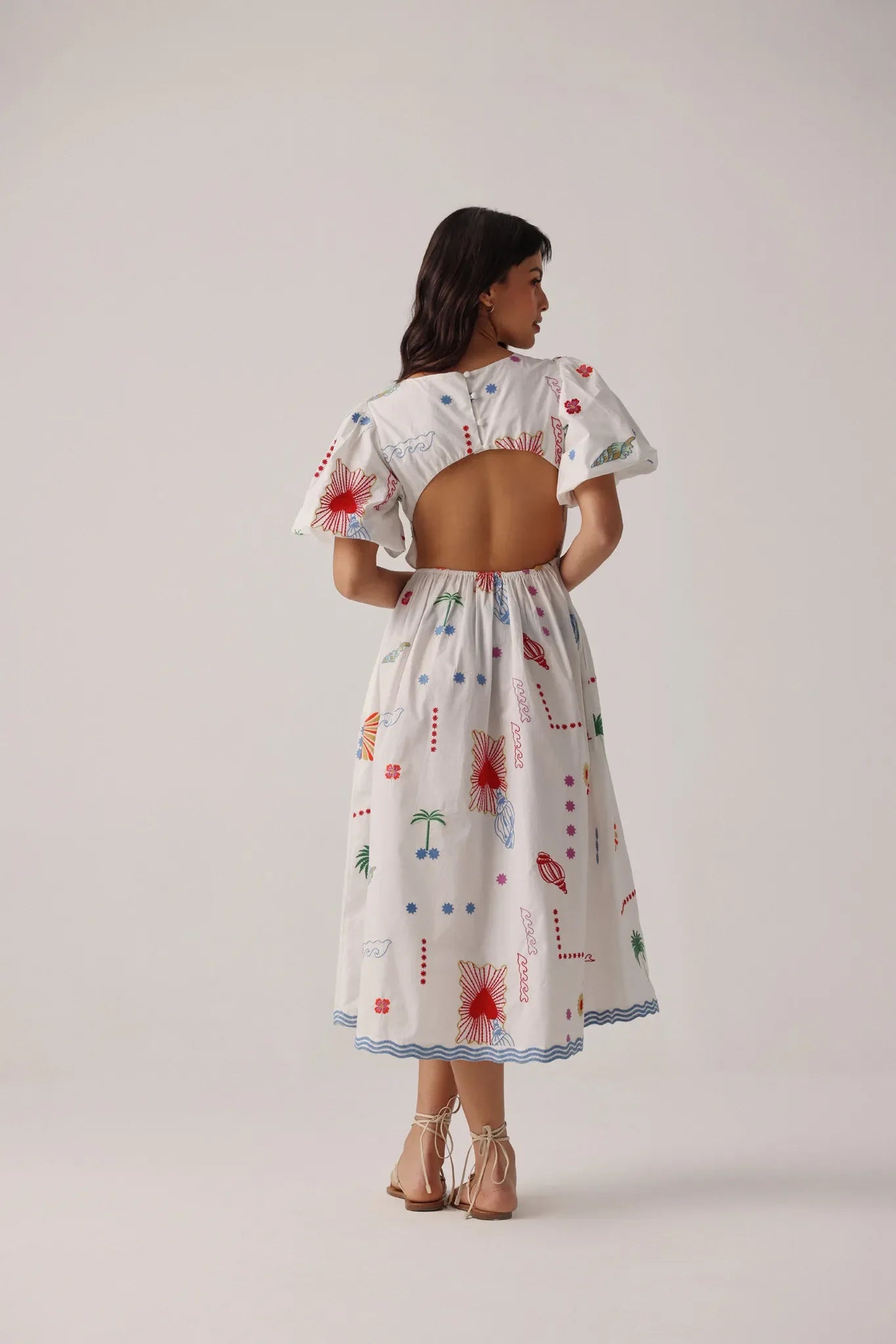 Ecru Print Lyla Midi Dresses - NOIB