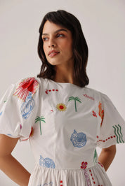 Ecru Print Lyla Midi Dresses - NOIB