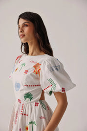 Ecru Print Lyla Midi Dresses - NOIB
