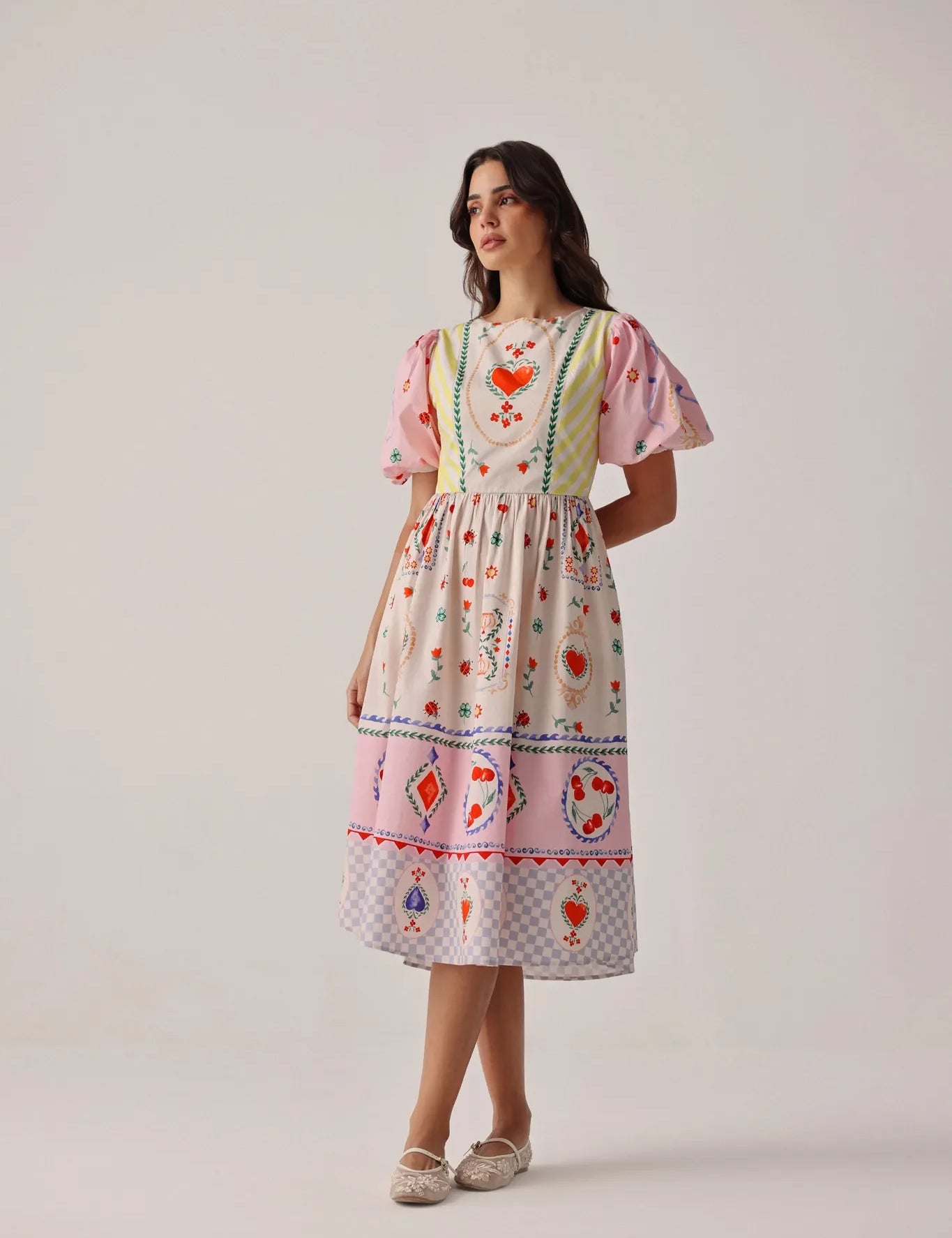 Tarot Print Lyla Cotton Midi Dress - NOIB