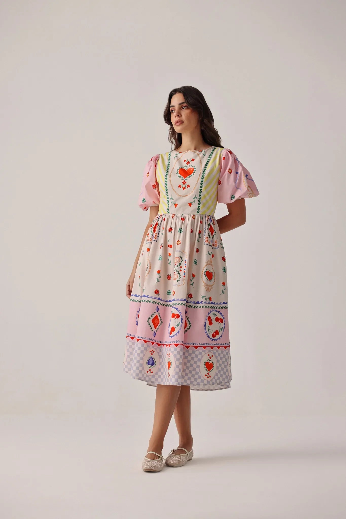 Tarot Print Lyla Cotton Midi Dress - NOIB