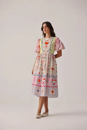 Tarot Print Lyla Cotton Midi Dress - NOIB