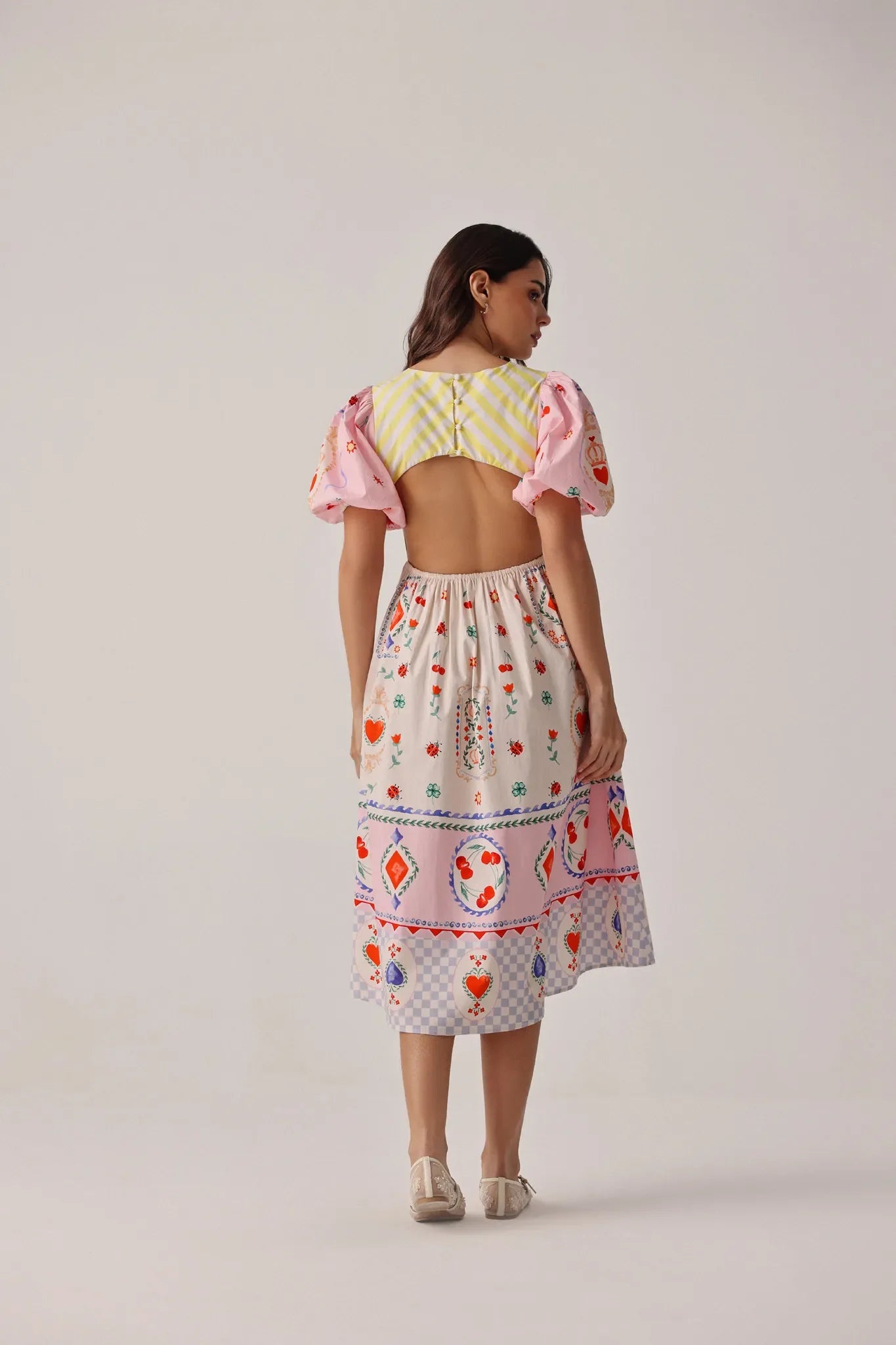 Tarot Print Lyla Cotton Midi Dress - NOIB