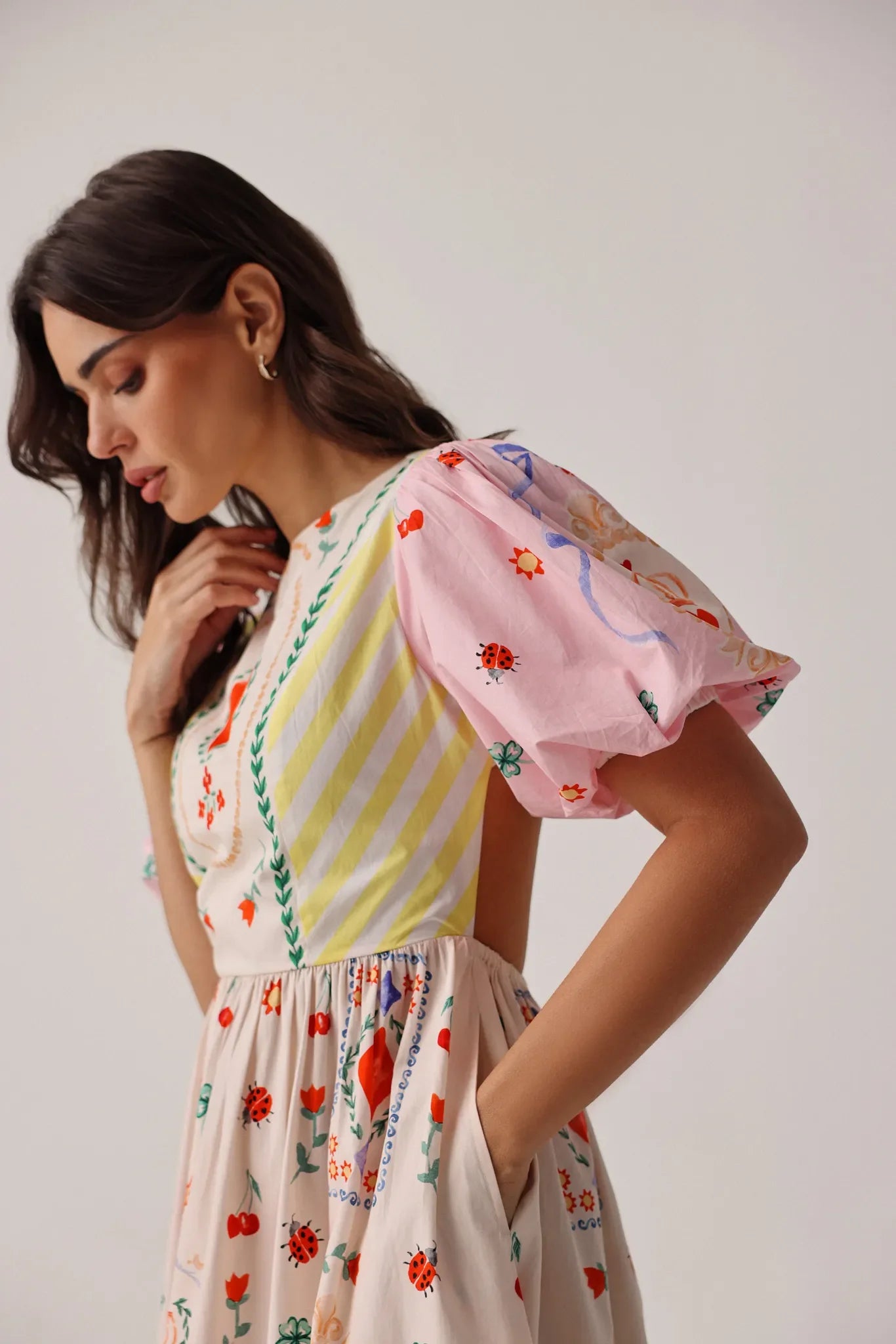 Tarot Print Lyla Cotton Midi Dress - NOIB