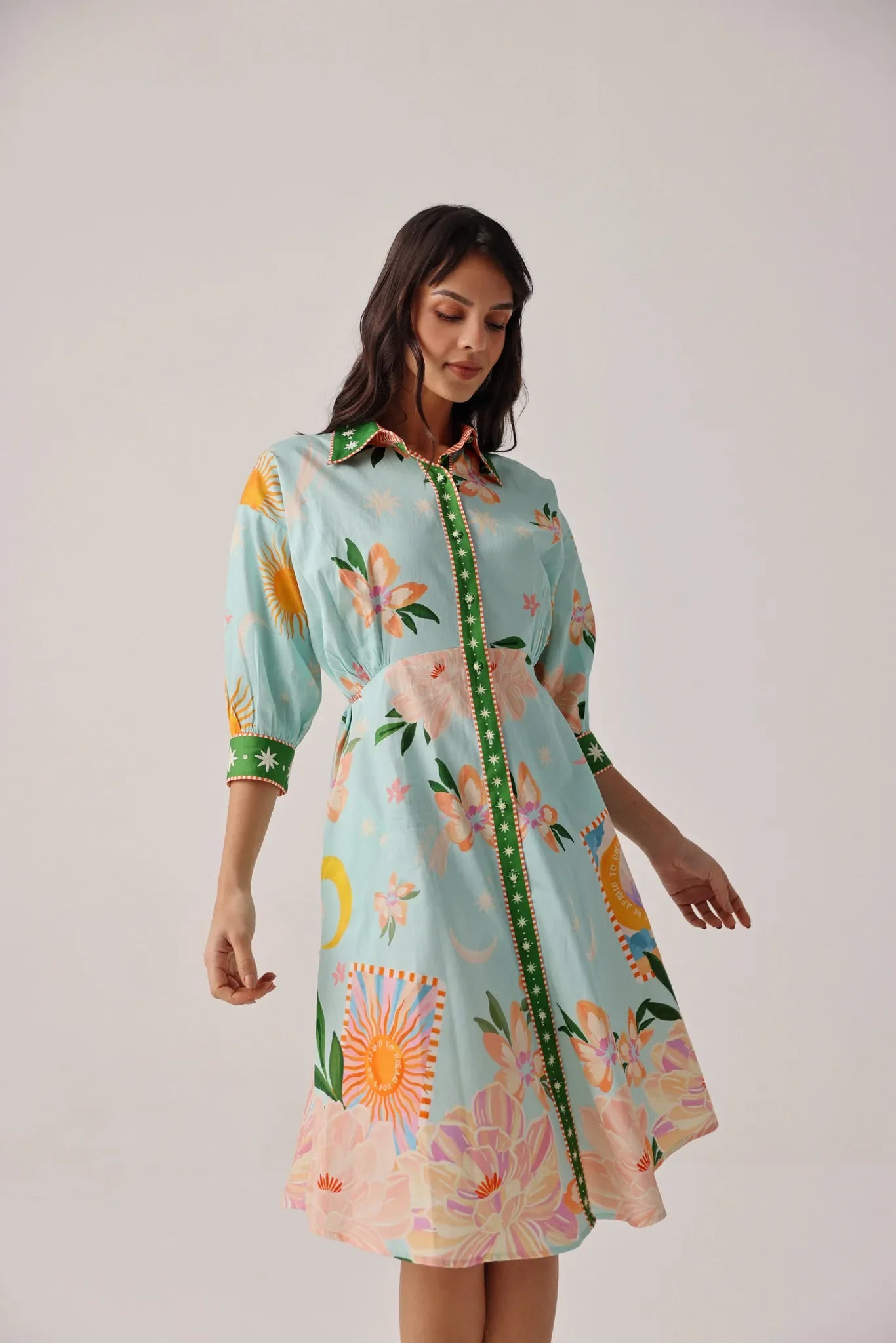 Azure Print Lena Midi Dress - NOIB