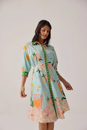 Azure Print Lena Midi Dress - NOIB