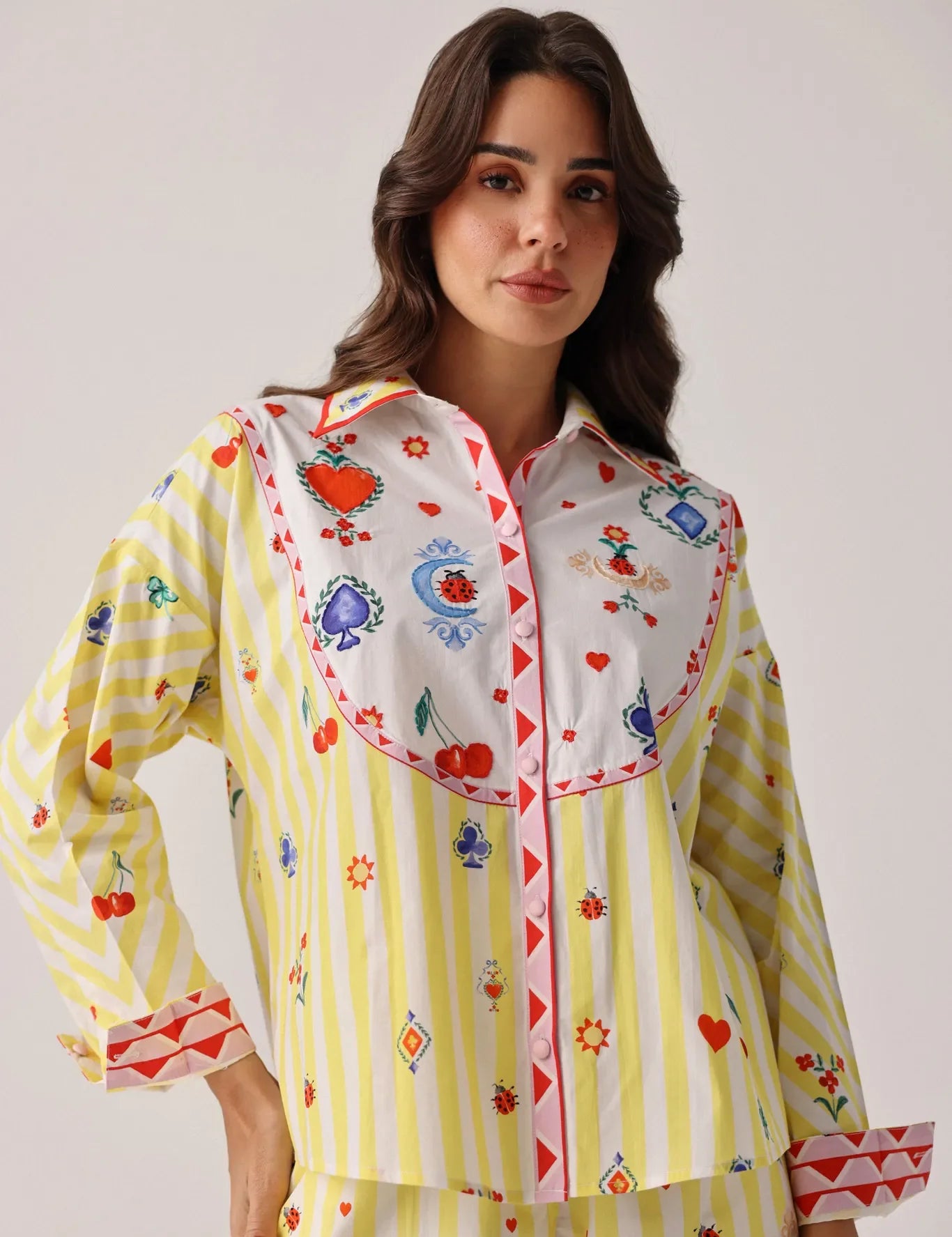 Tarot Print Celia Collared Printed Shirt - NOIB