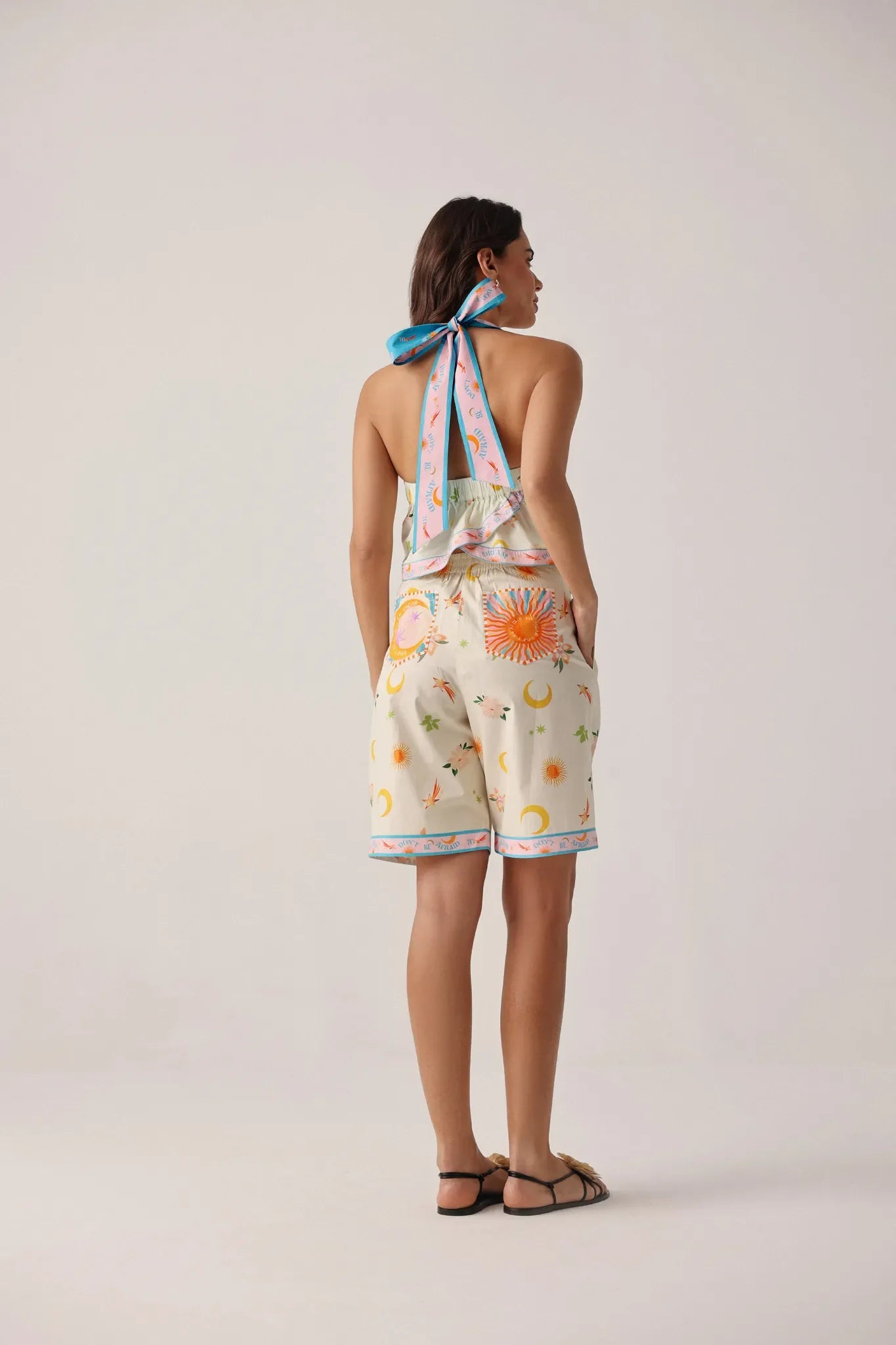 Azure Print Hazel Halter-Neck Top - NOIB