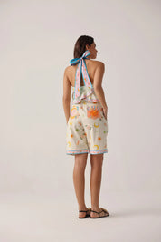 Azure Print Hazel Halter-Neck Top - NOIB