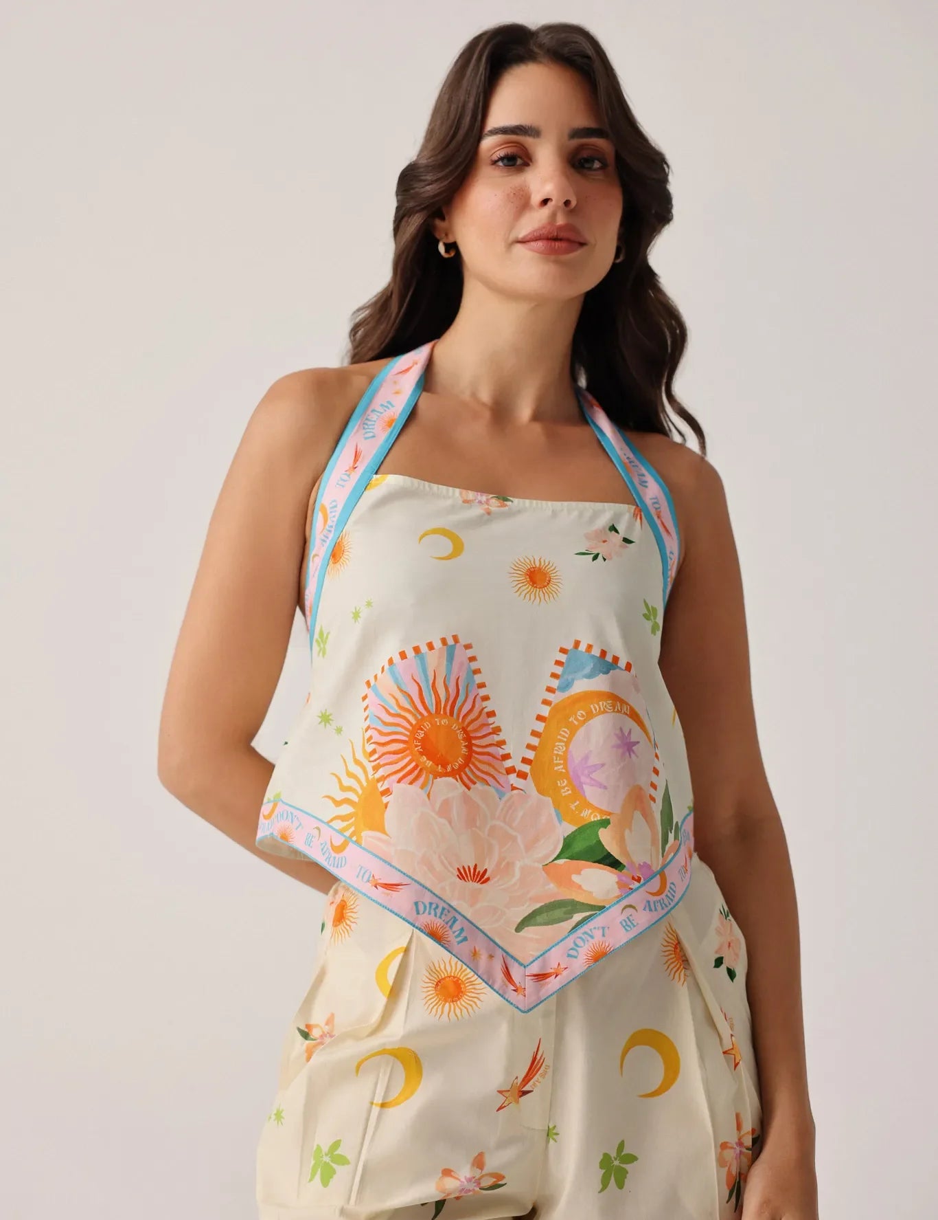 Azure Print Hazel Halter-Neck Top - NOIB